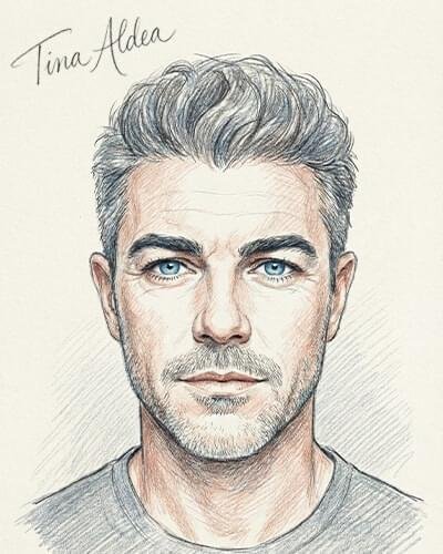Hand-drawn soulmate sketch by Tina Aldea